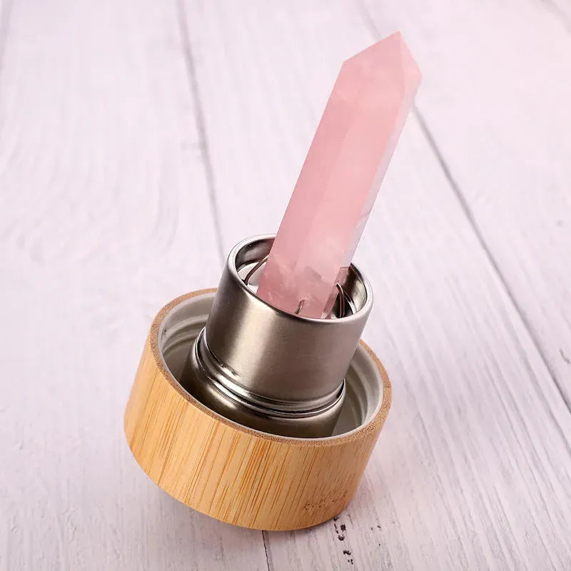 Crystal Infused Elixir Glass & Bamboo Water Bottle - Bellarte Enchanté Crystal Infused Elixir Glass & Bamboo Water Bottle